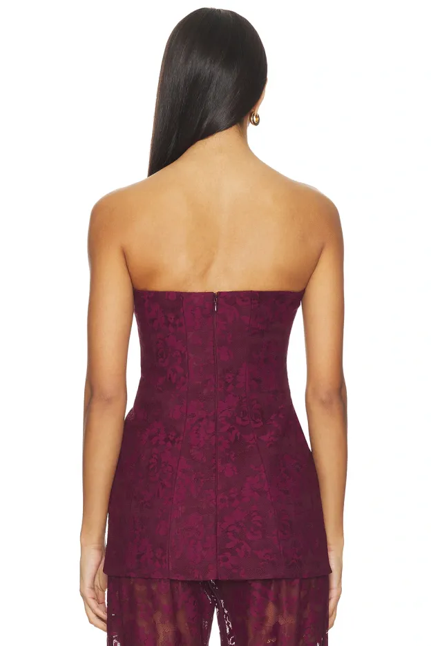 Crimson Elegance Lace Corset Top