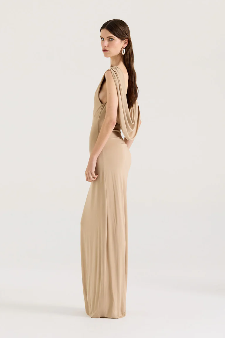 Soft Dune Backless Gown
