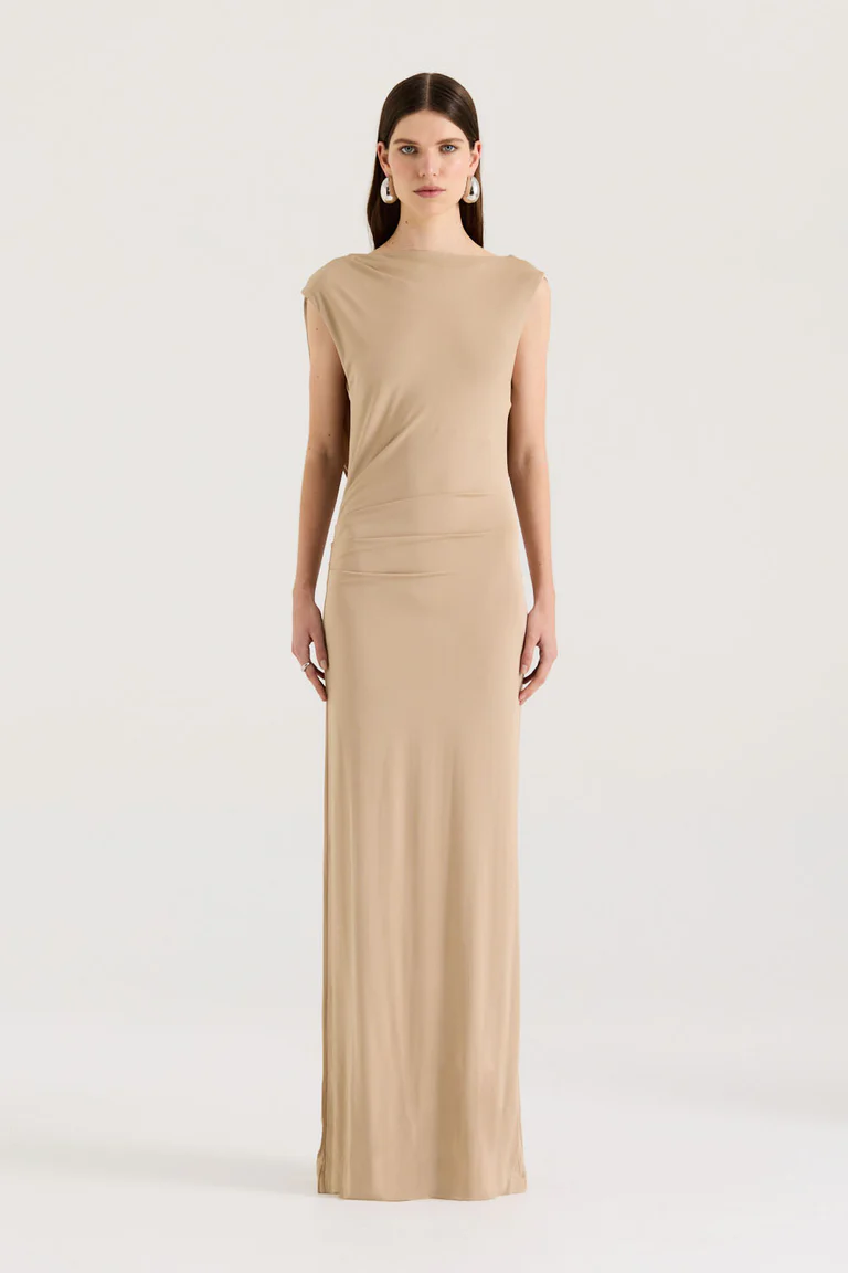 Soft Dune Backless Gown