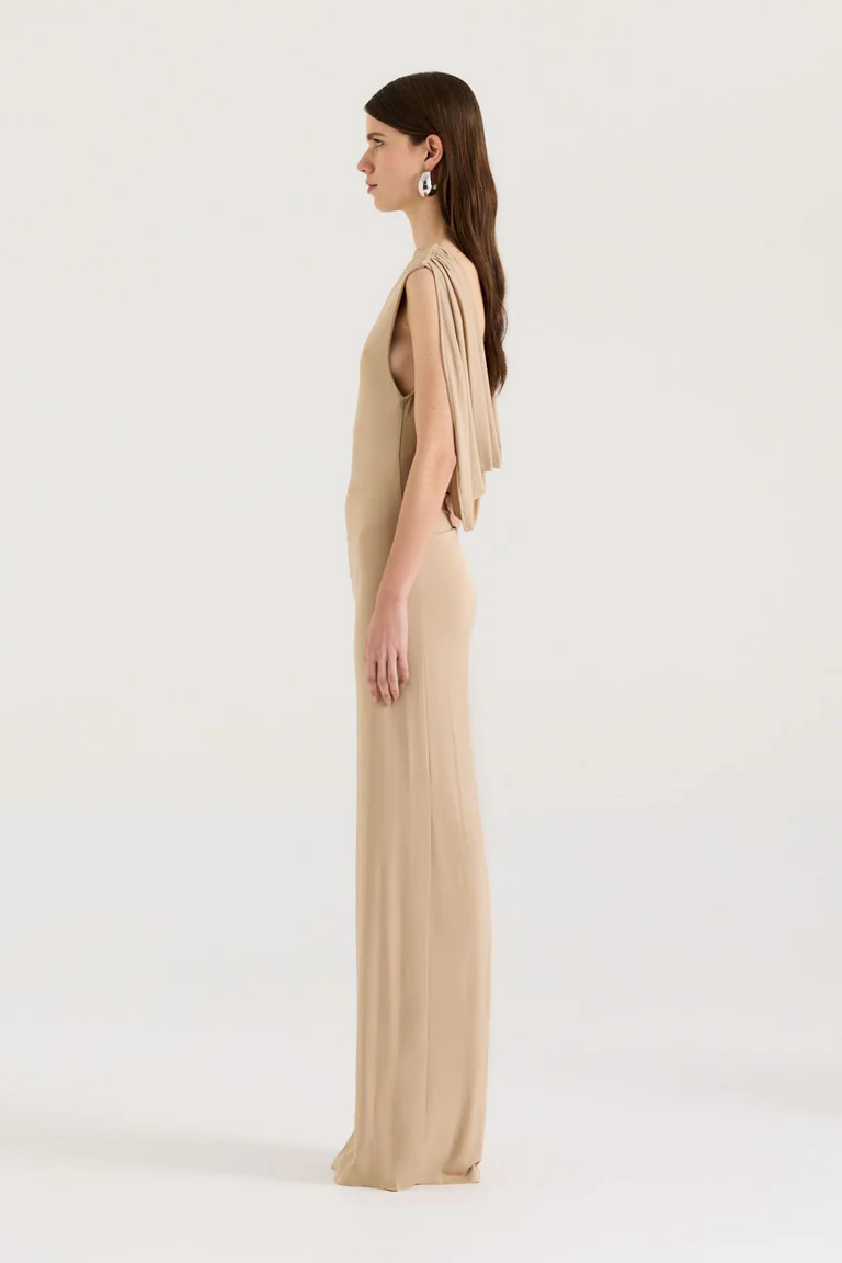 Soft Dune Backless Gown