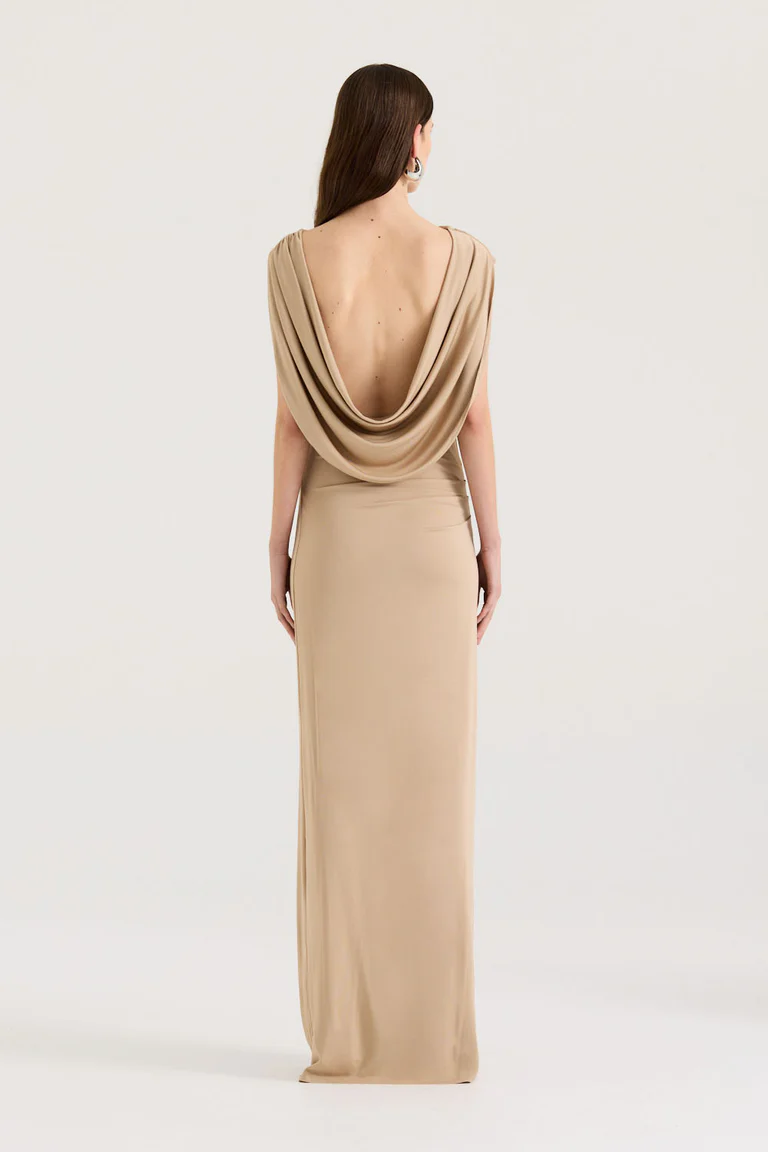 Soft Dune Backless Gown