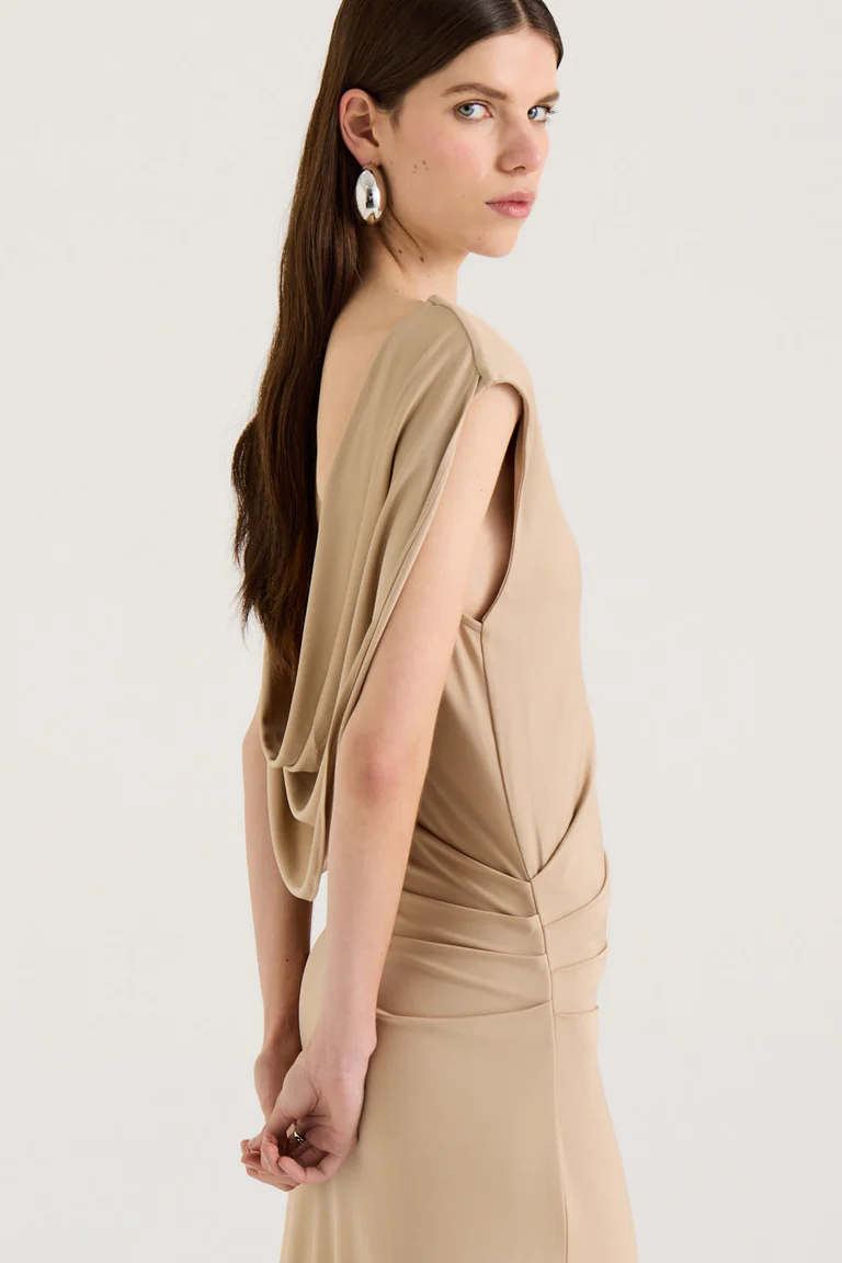 Soft Dune Backless Gown