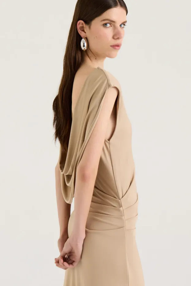Soft Dune Backless Gown