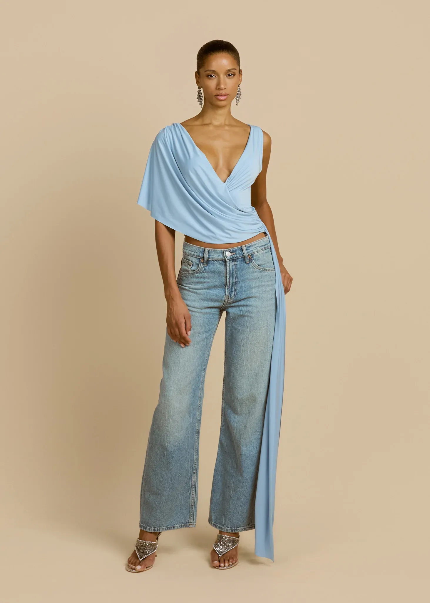 Sky Drift Asym Wrap Top