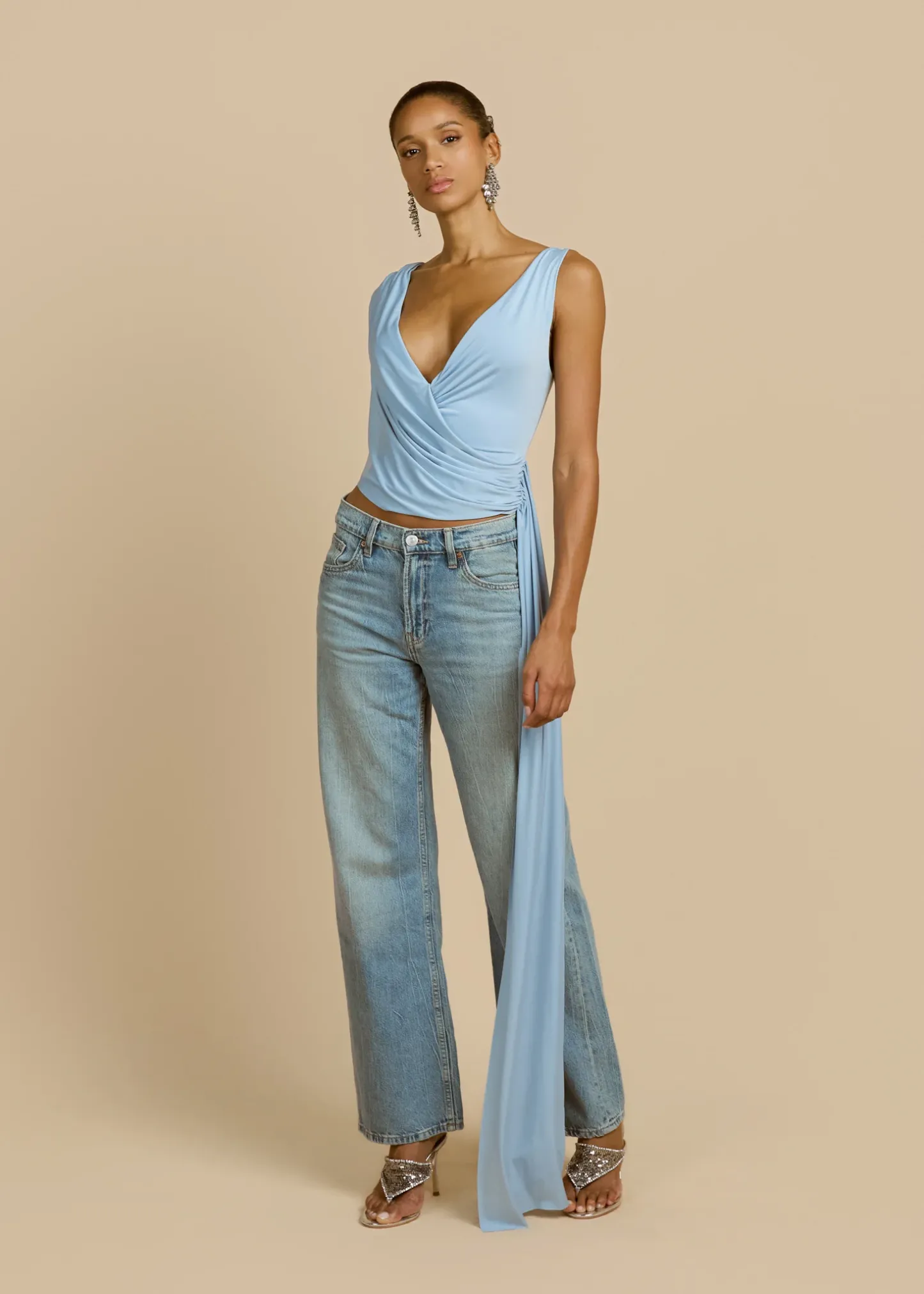 Sky Drift Asym Wrap Top