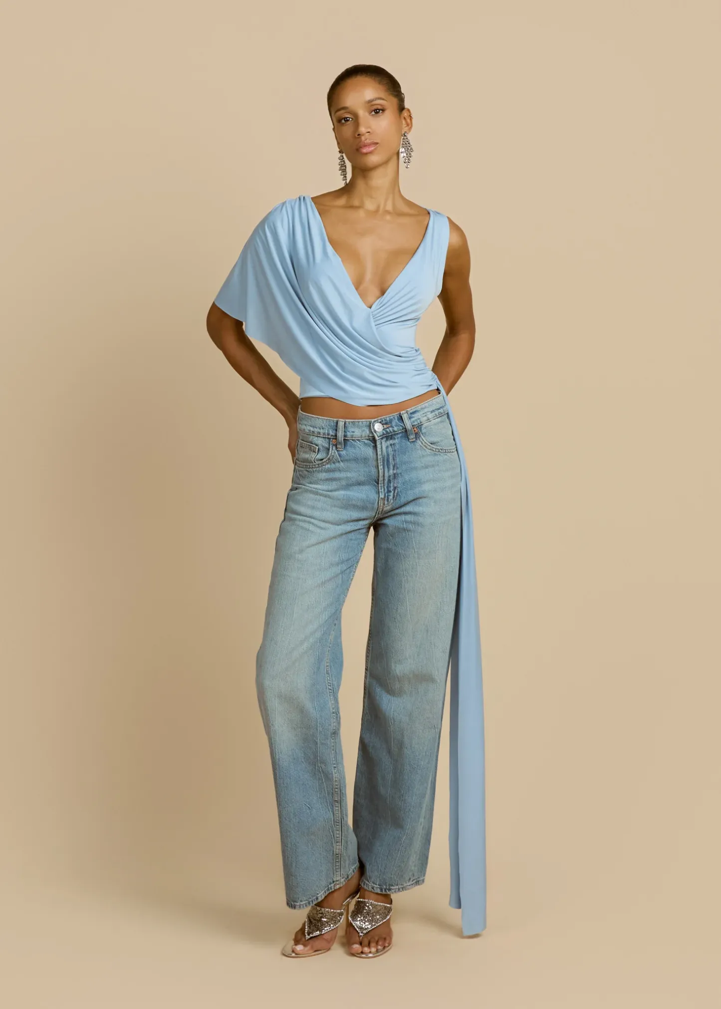 Sky Drift Asym Wrap Top