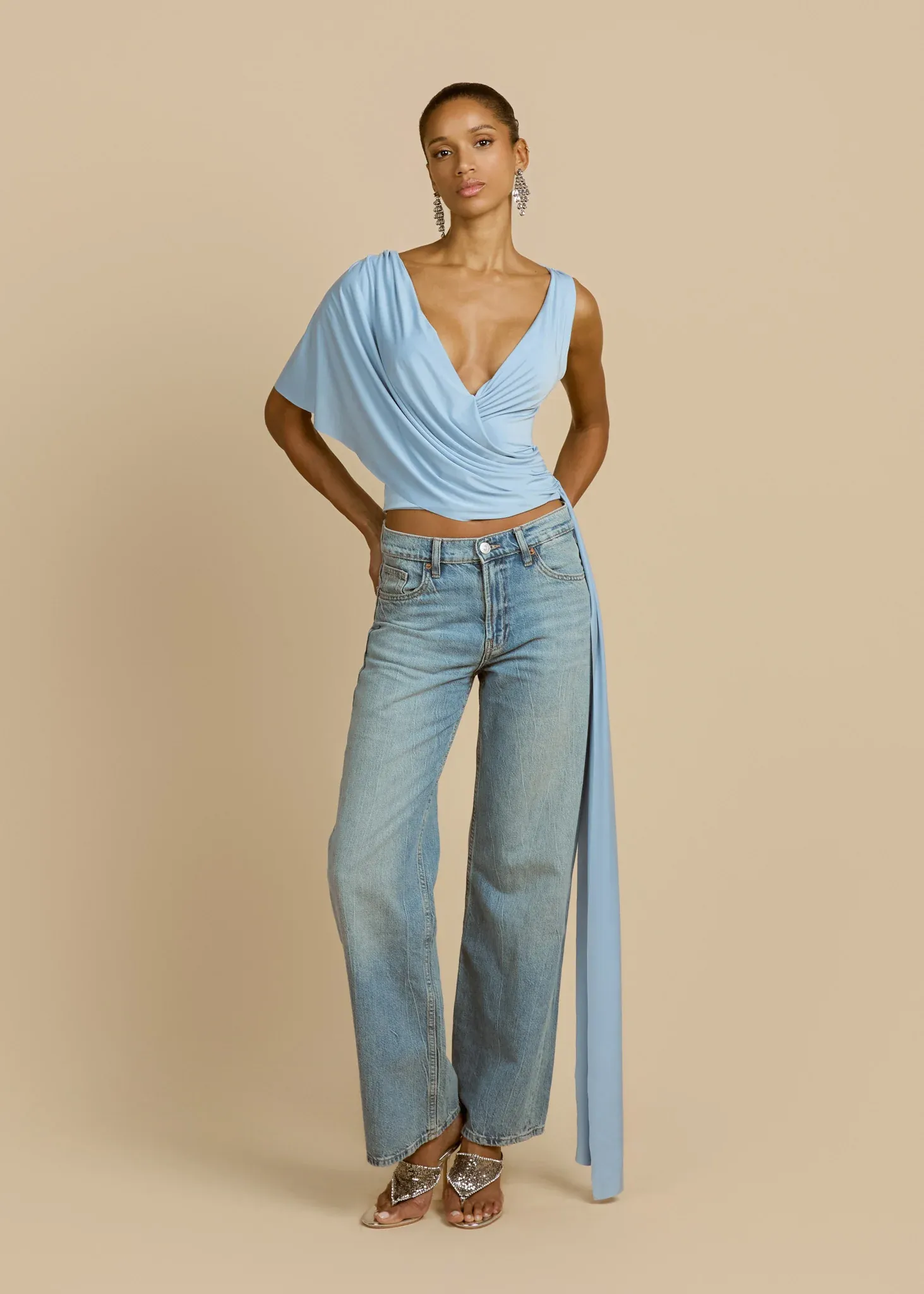 Sky Drift Asym Wrap Top