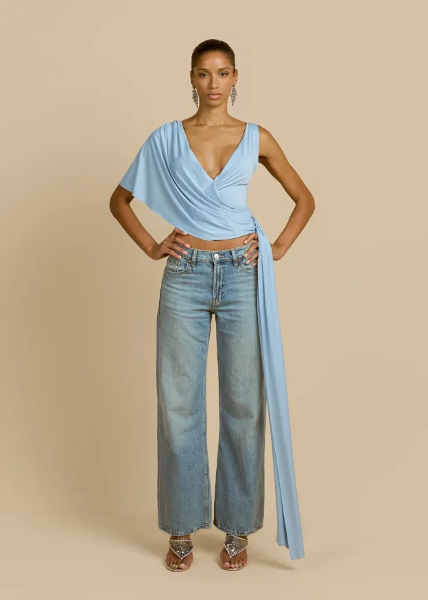 Sky Drift Asym Wrap Top