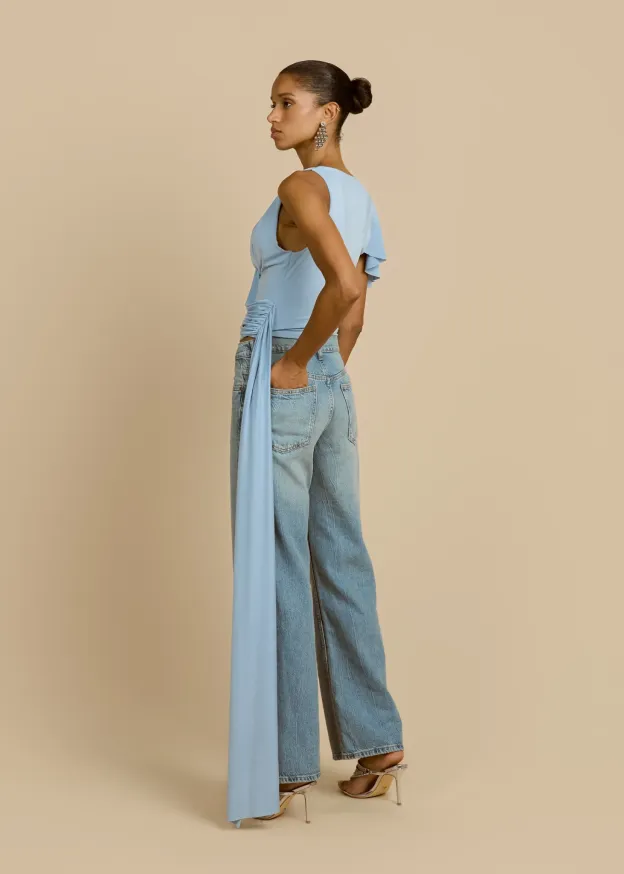 Sky Drift Asym Wrap Top