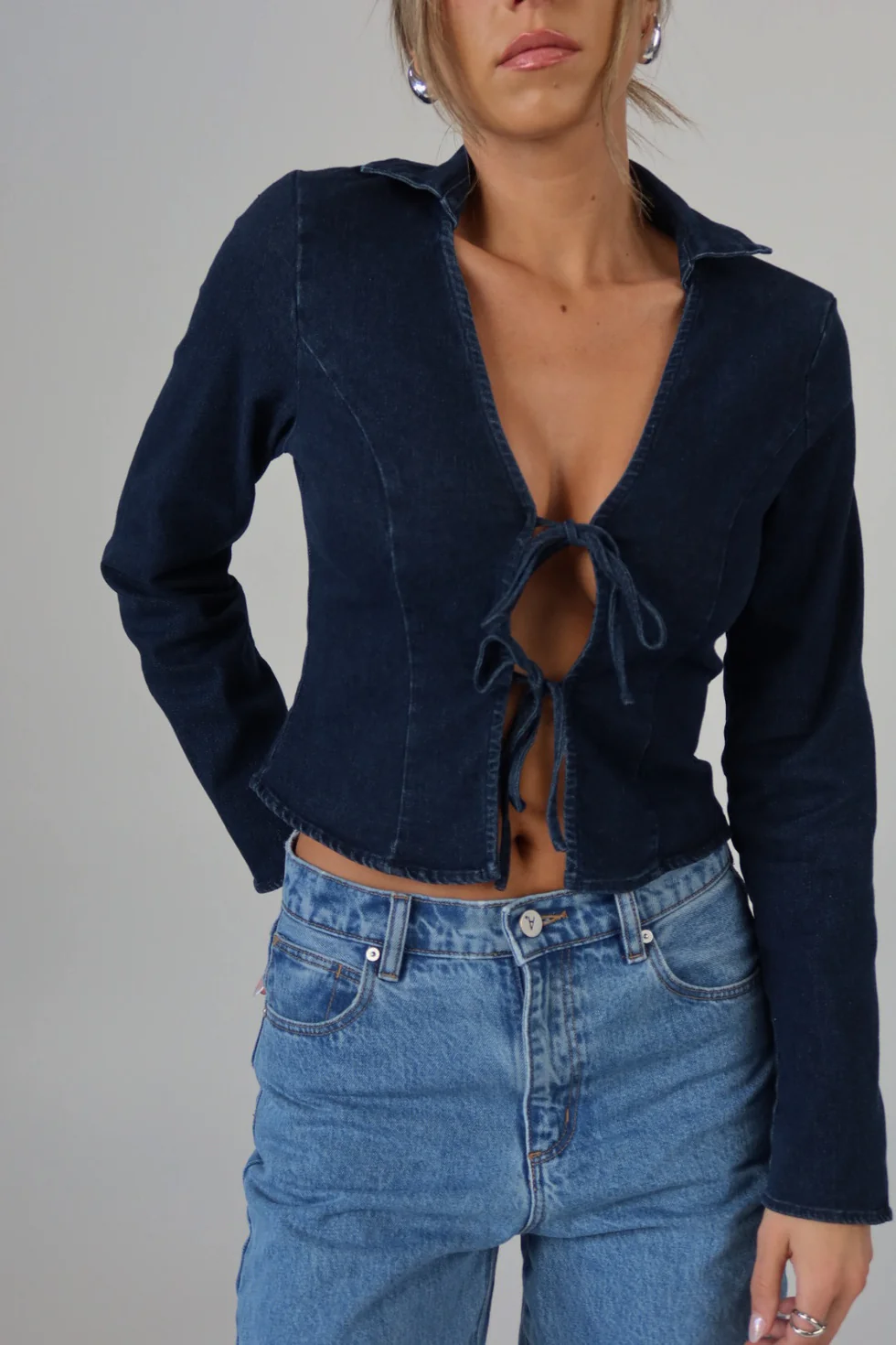 Denim Love Letter Tie Top
