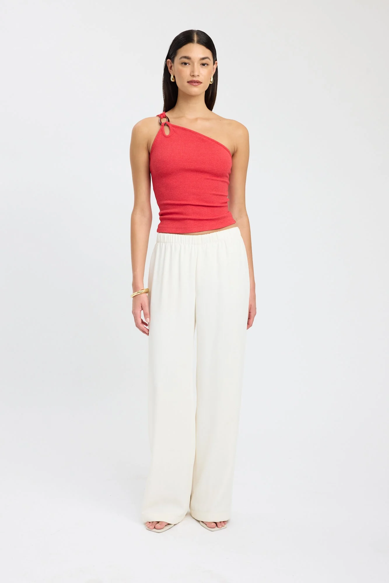 Scarlet Halo One-Shoulder Top
