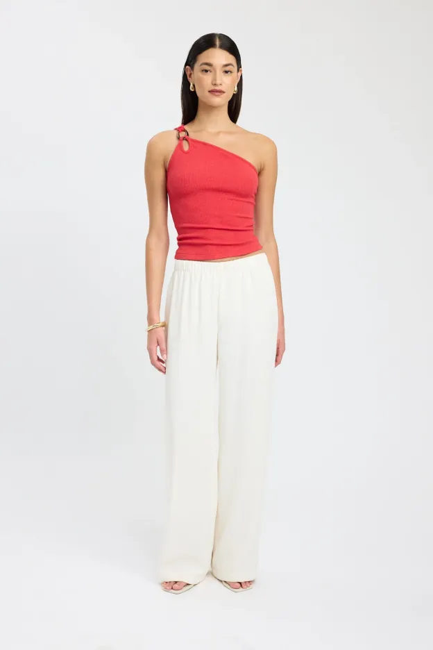 Scarlet Halo One-Shoulder Top