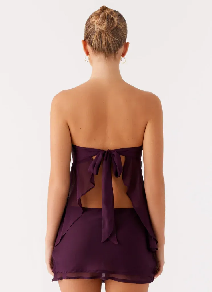 Amethyst Breeze Tie-Back Chiffon Top