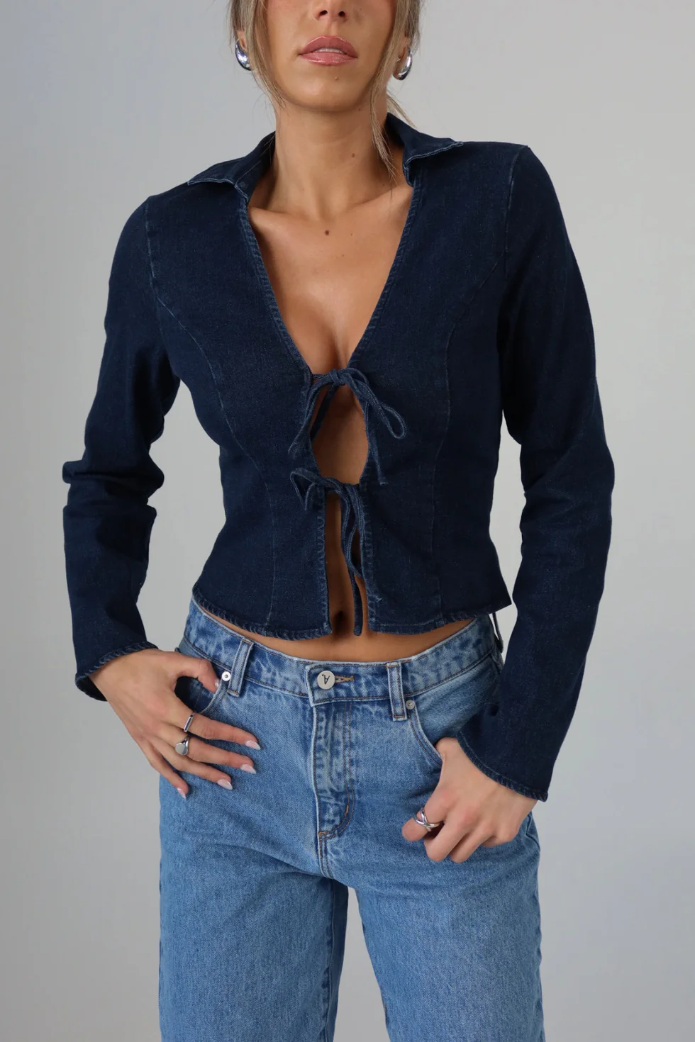 Denim Love Letter Tie Top