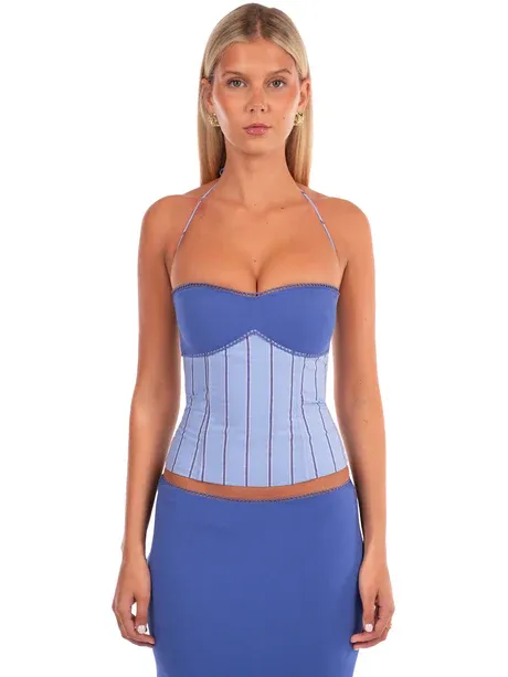 Azure Lace-Up Corset Top