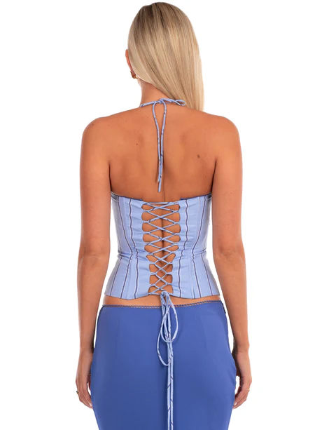 Azure Lace-Up Corset Top