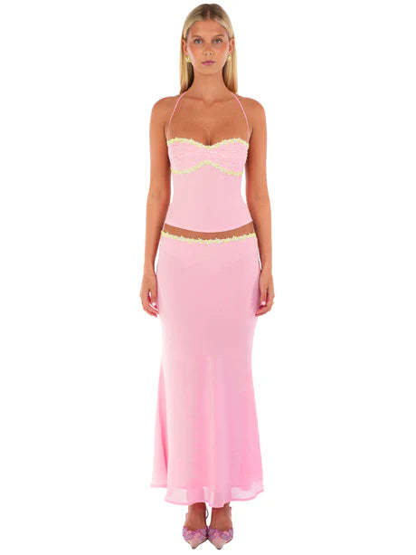 Pink Bloom Halter Sequin Top