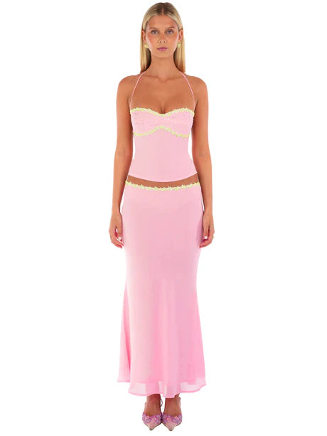 Pink Bloom Halter Sequin Top