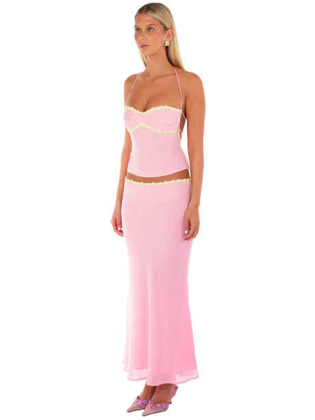 Pink Bloom Halter Sequin Top