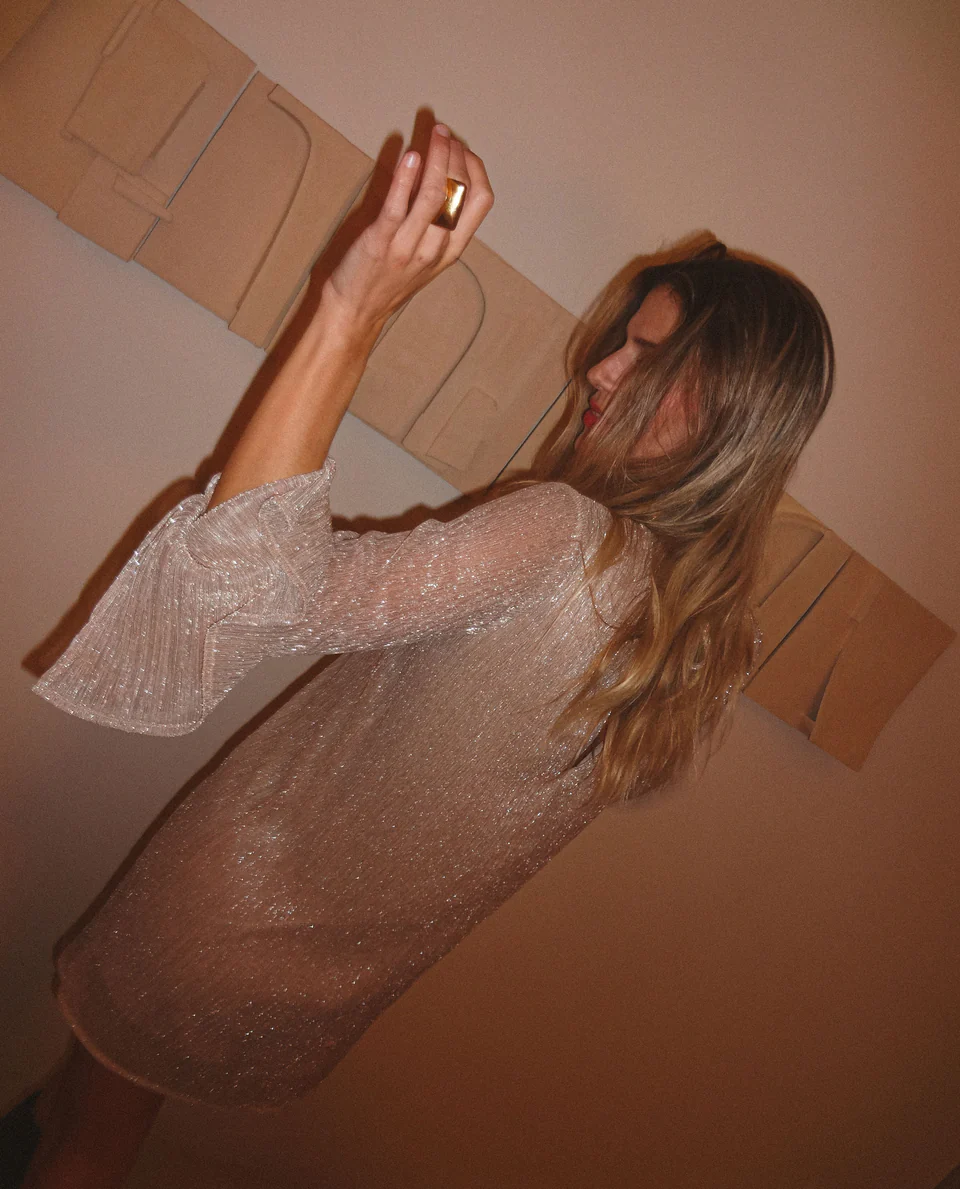 Shimmer Pleat Moonlight Mini Dress