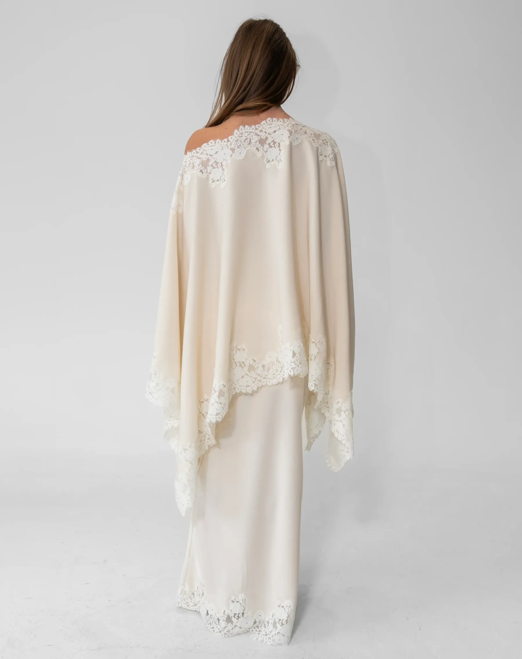 Almond Drift Lace Satin Top