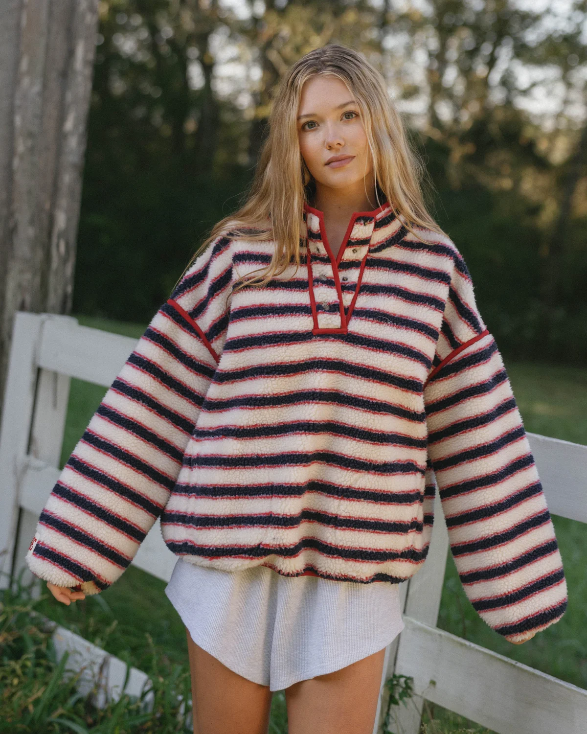 Sherpa Stripe Fleece Pullover
