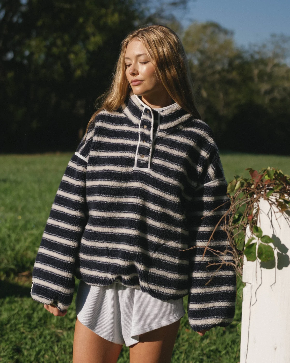 Sherpa Stripe Fleece Pullover