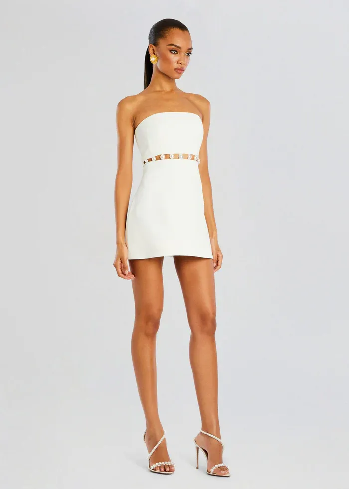 Pearl Halo Strapless Mini Dress