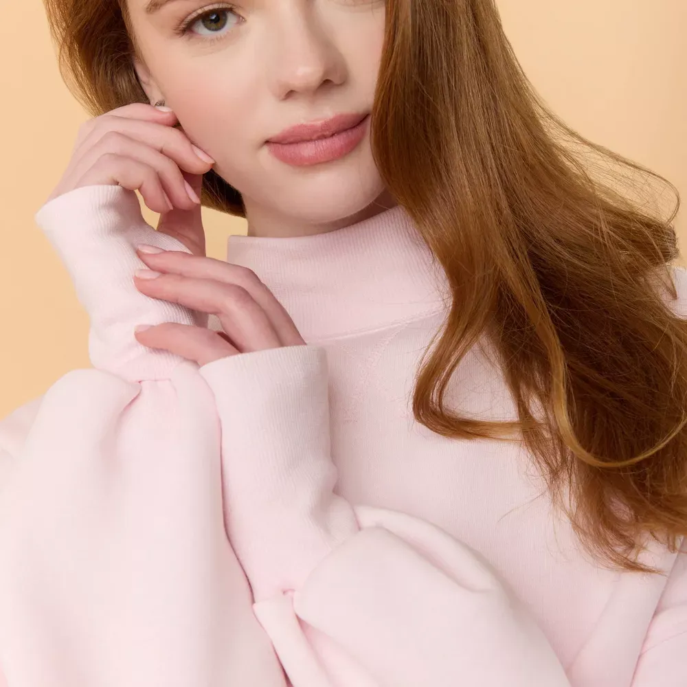 Bubblegum Pink Mock Neck Sweatshirt