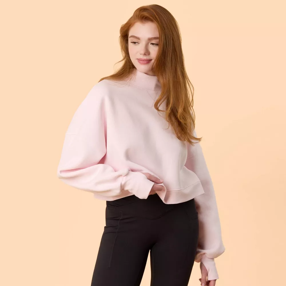 Bubblegum Pink Mock Neck Sweatshirt