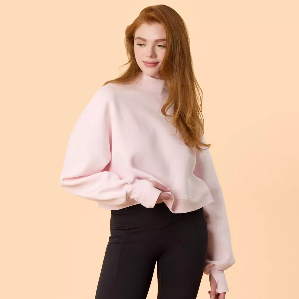 Bubblegum Pink Mock Neck Sweatshirt
