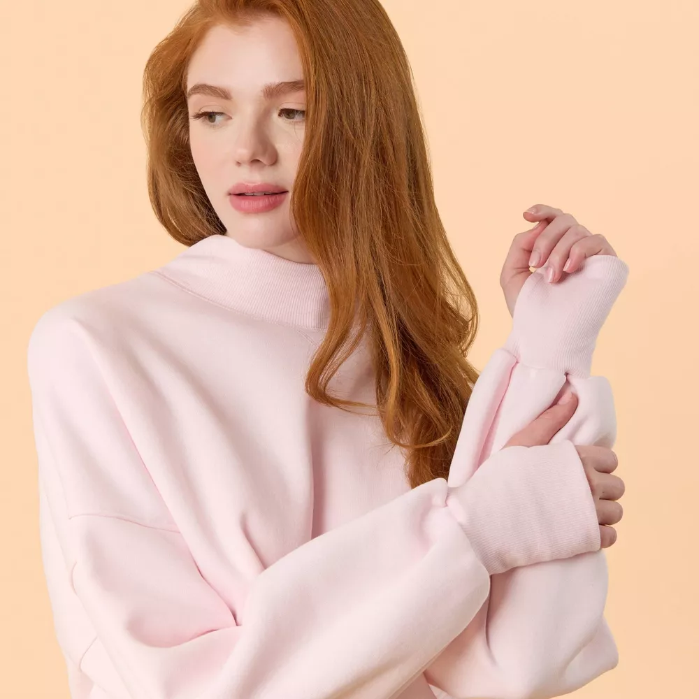 Bubblegum Pink Mock Neck Sweatshirt