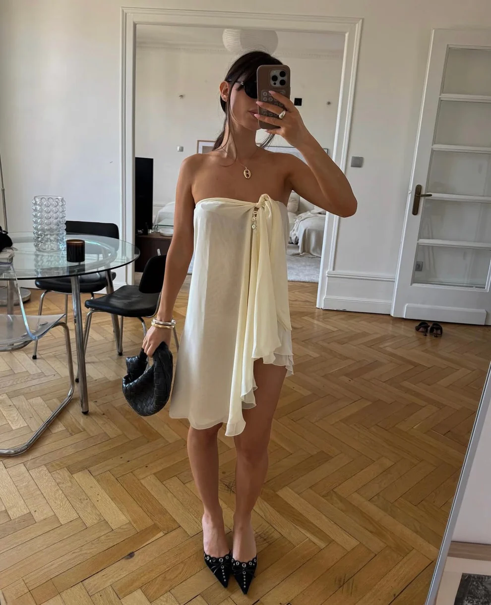 Soft Pearl Tie Midi Skirt