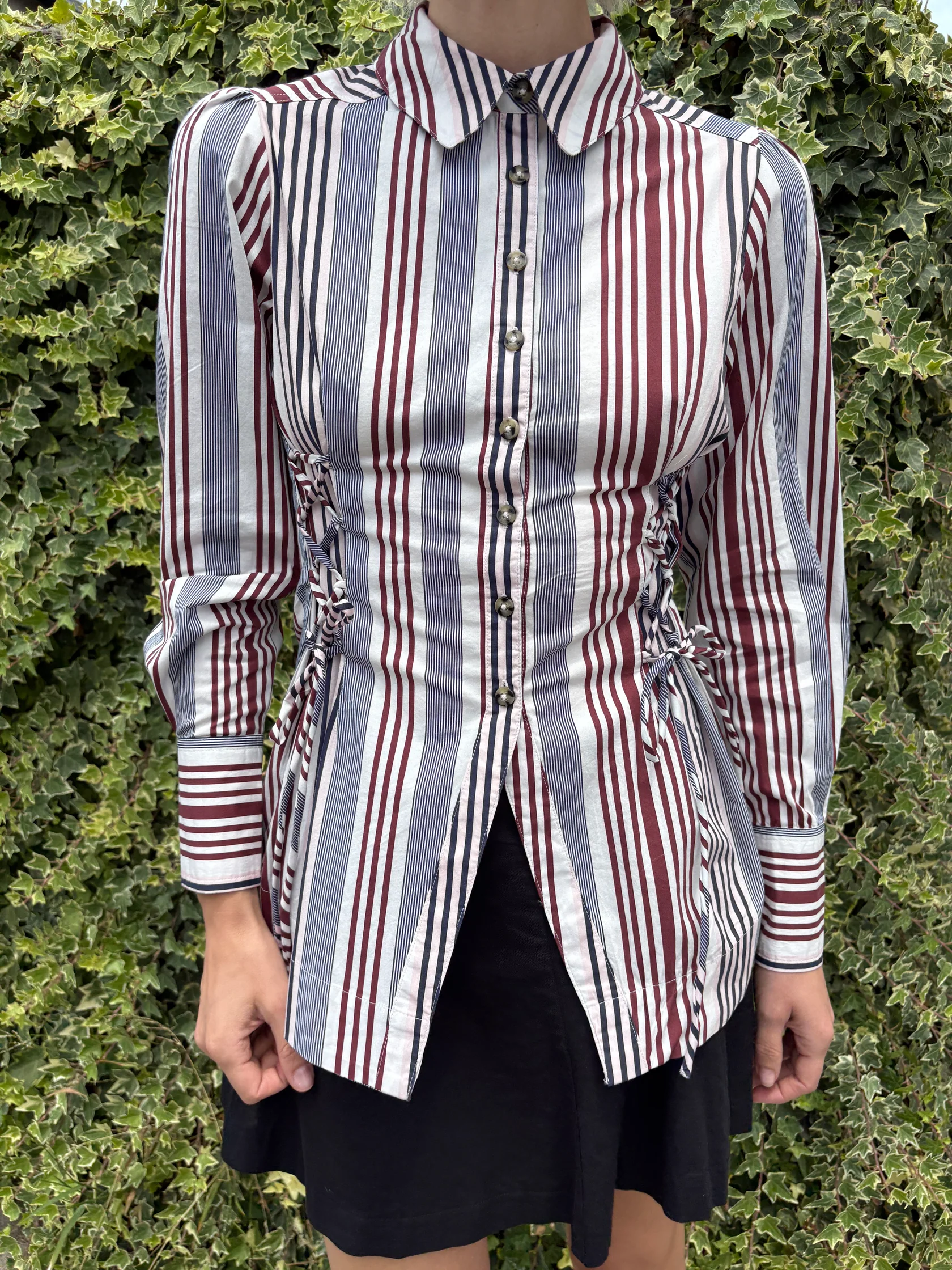 Striped Waist-Tie Shirt – Chic Everyday Style