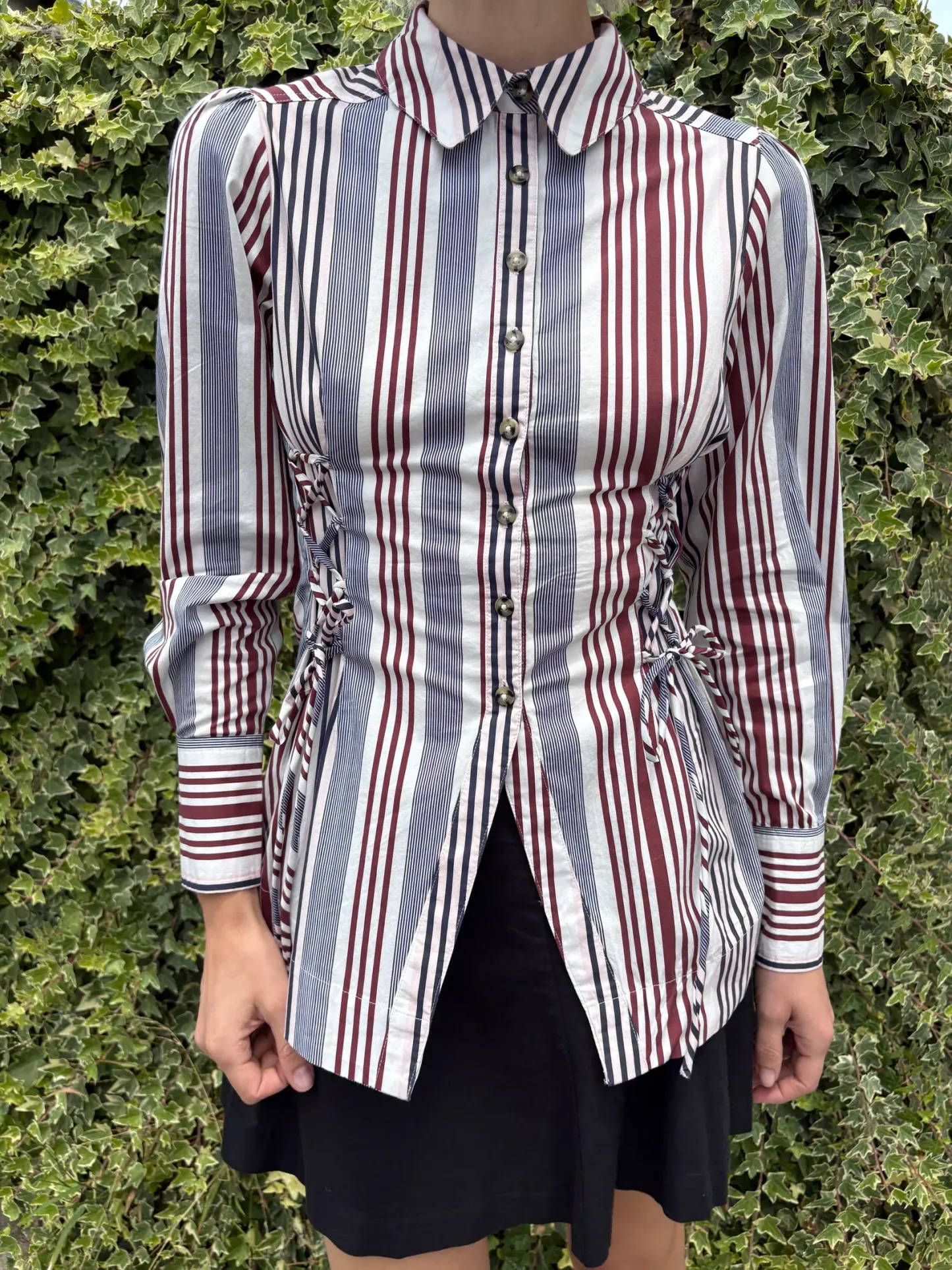 Striped Waist-Tie Shirt – Chic Everyday Style