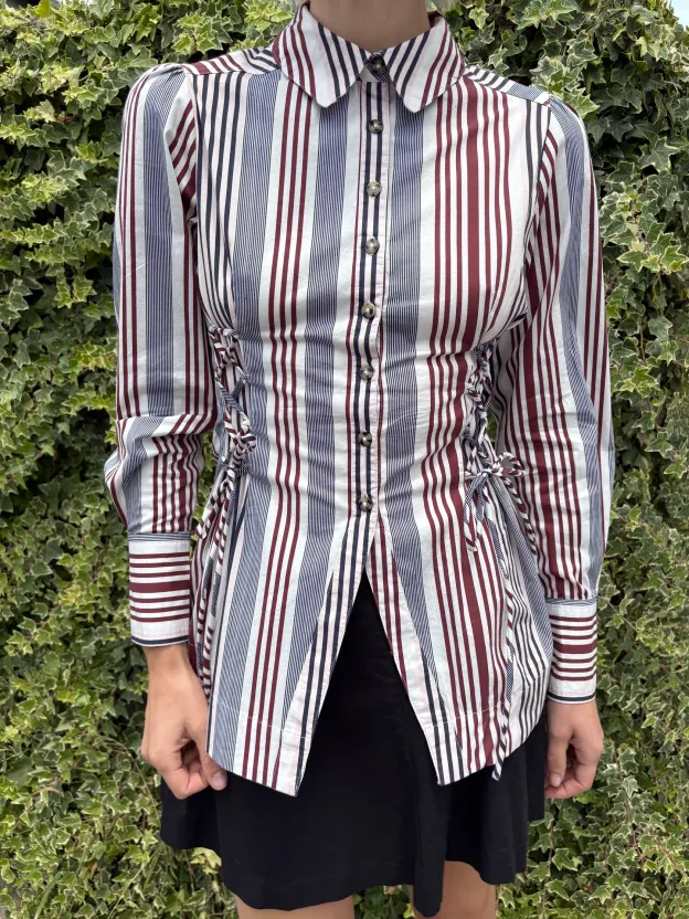 Striped Waist-Tie Shirt – Chic Everyday Style