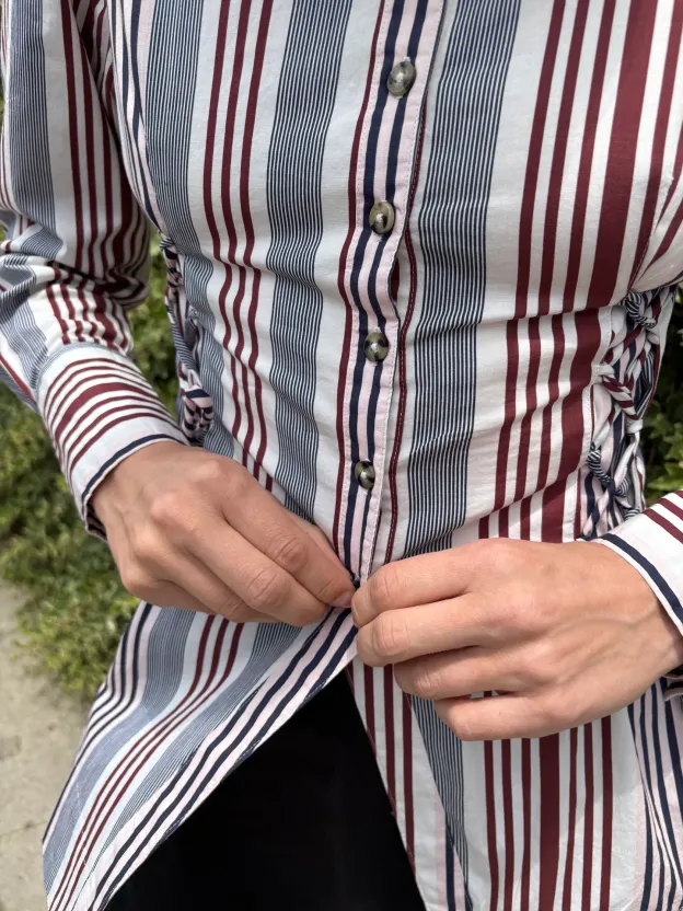 Striped Waist-Tie Shirt – Chic Everyday Style
