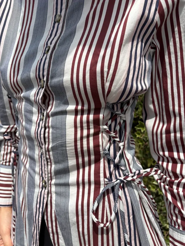 Striped Waist-Tie Shirt – Chic Everyday Style