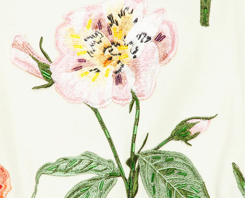 Floral Embroidered Strapless Mini Dress