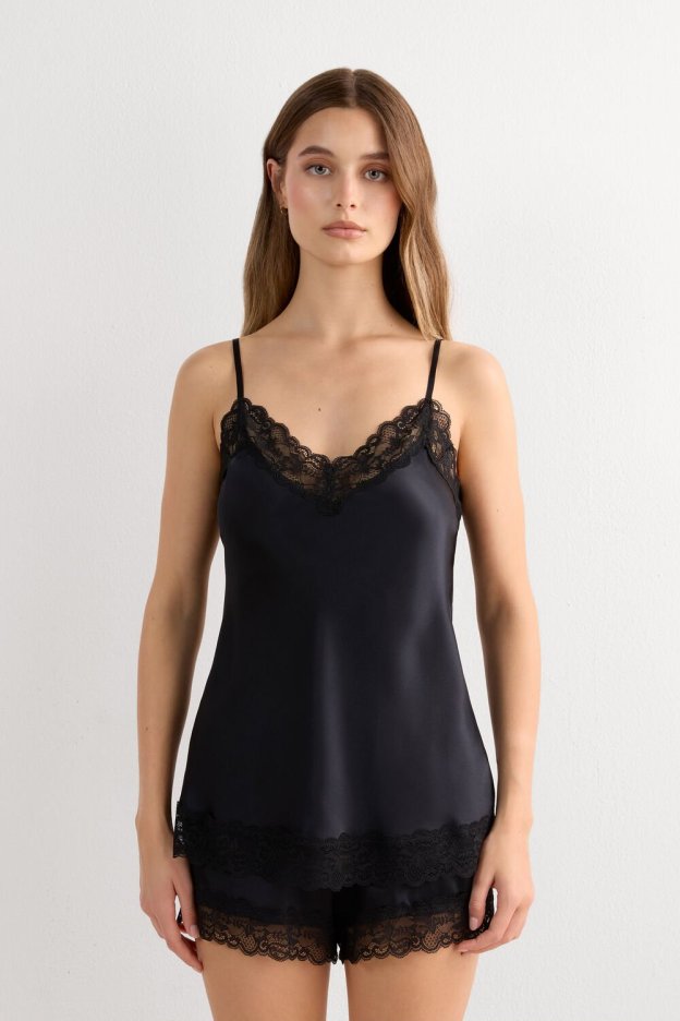 Midnight Lace Satin Camisole