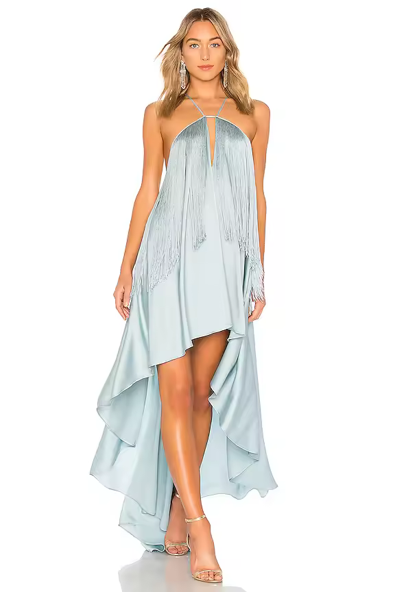 Mint Mirage Fringe Gown