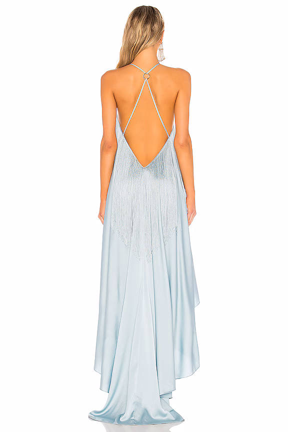 Mint Mirage Fringe Gown
