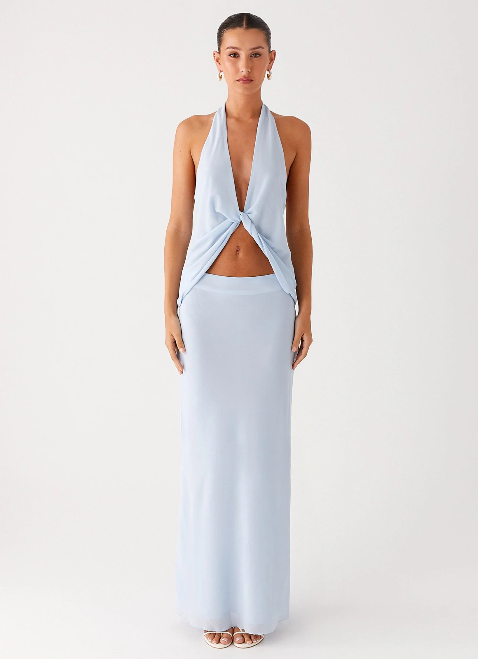 Sky Veil Flow Maxi Skirt