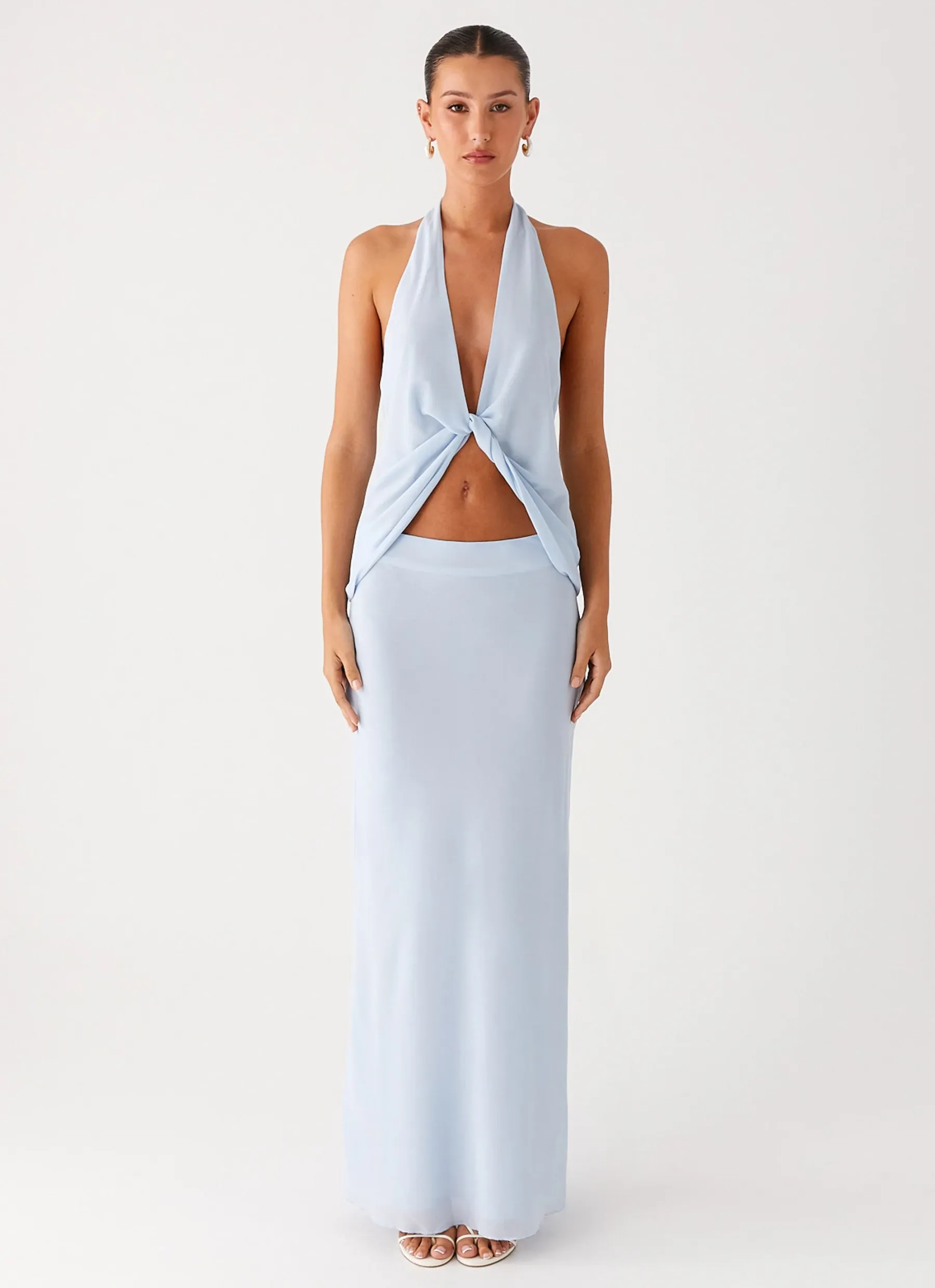 Sky Veil Flow Maxi Skirt