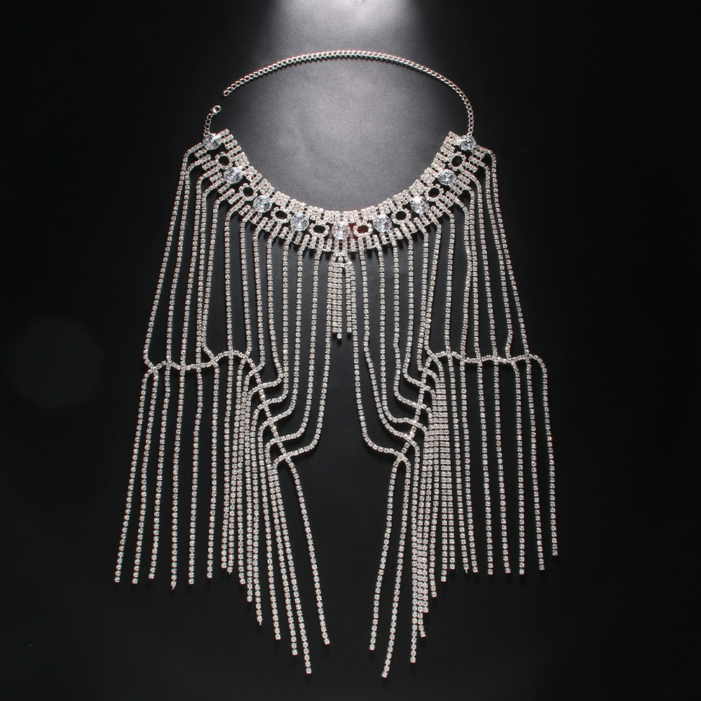 Rhinestone Tassel Shoulder Chain – Glam Dress Accessory