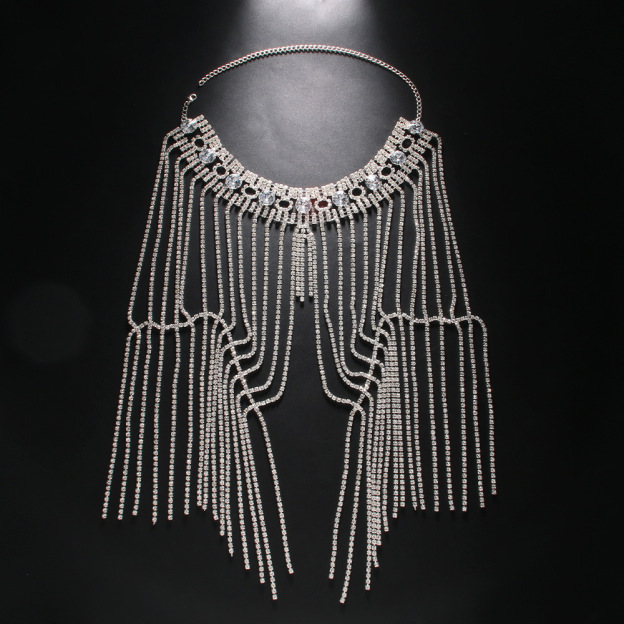 Rhinestone Tassel Shoulder Chain – Glam Dress Accessory