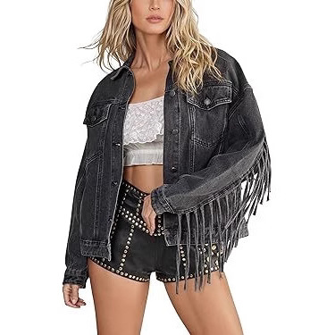 Black Horizon Fringe Jacket