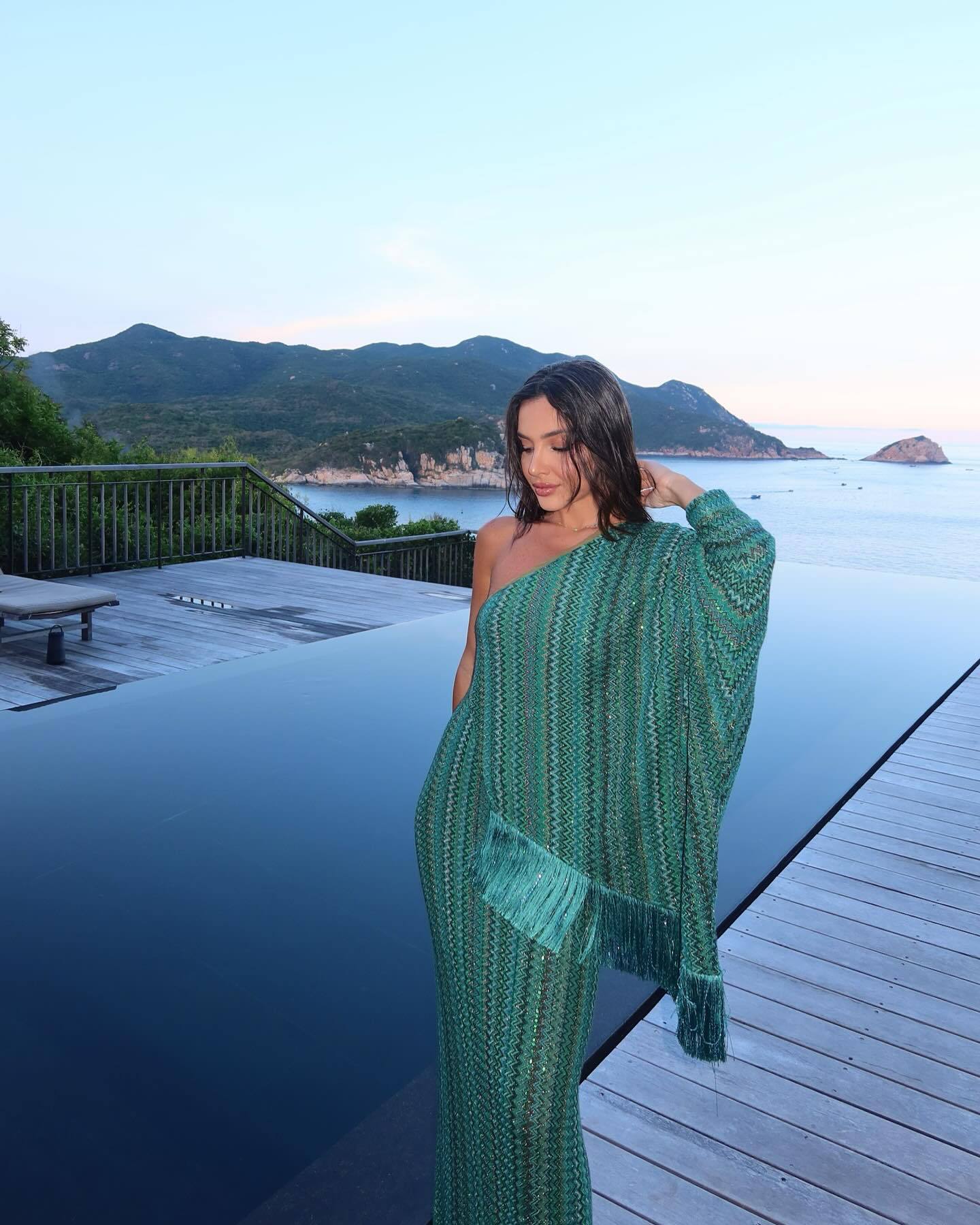 One-Shoulder Tassel Striped Maxi Dress