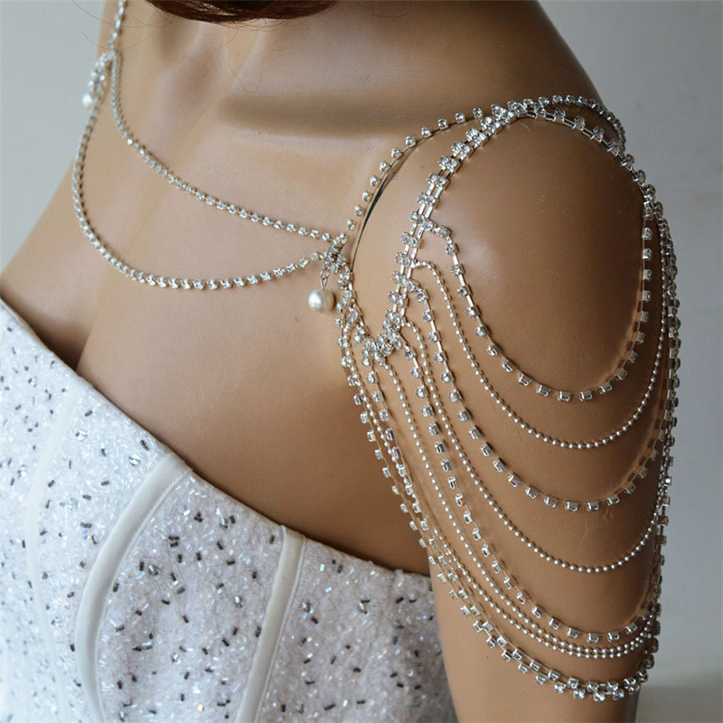 Rhinestone Tassel Shoulder Chain – Glam Dress Accessory