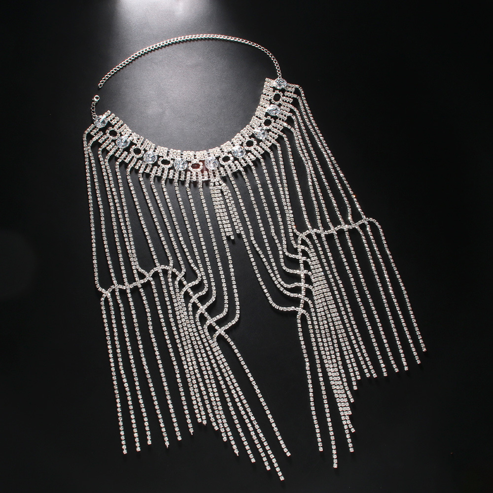 Rhinestone Tassel Shoulder Chain – Glam Dress Accessory